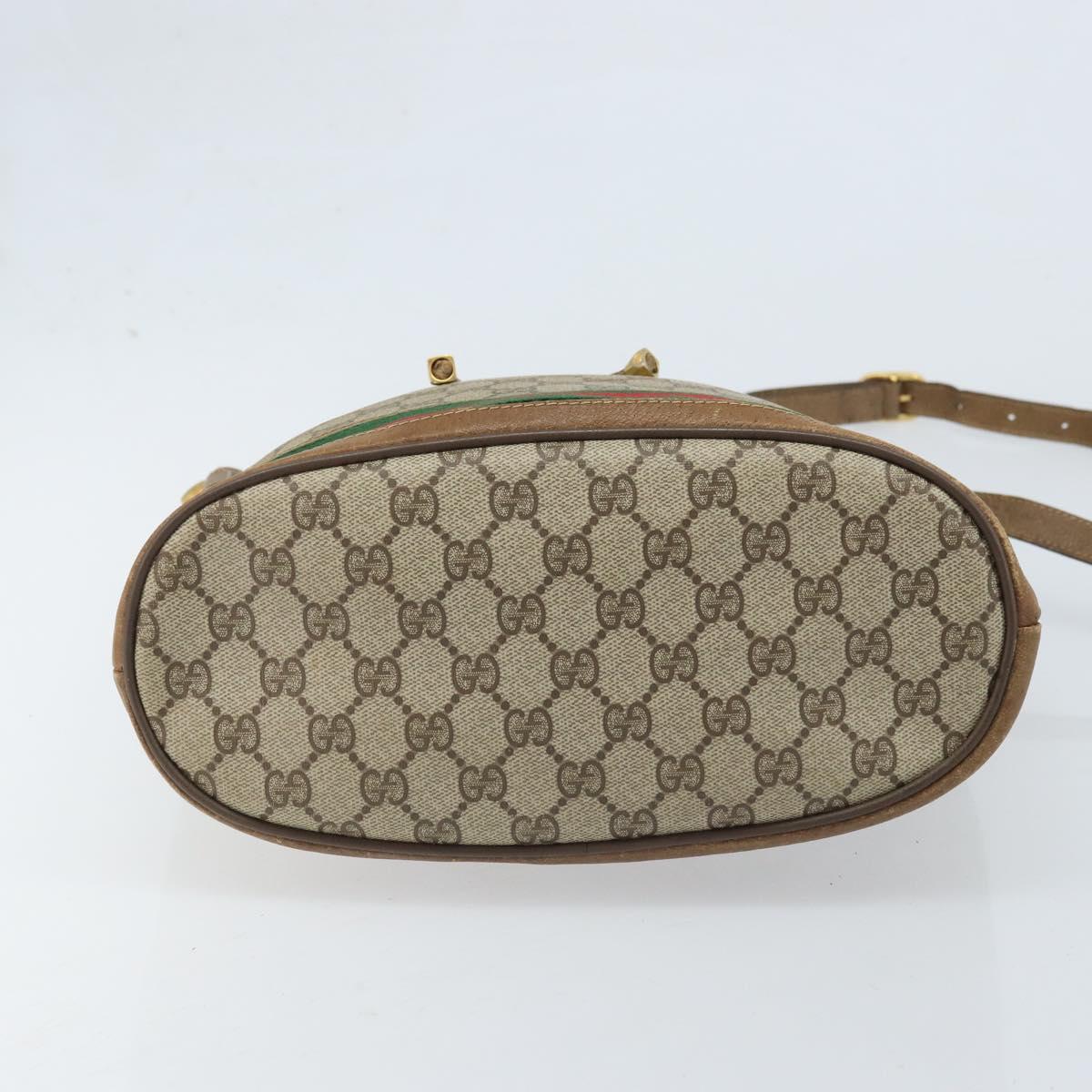 GUCCI GG Supreme Web Sherry Line Bag PVC Beige Gold 41 02 085 Auth BA11383