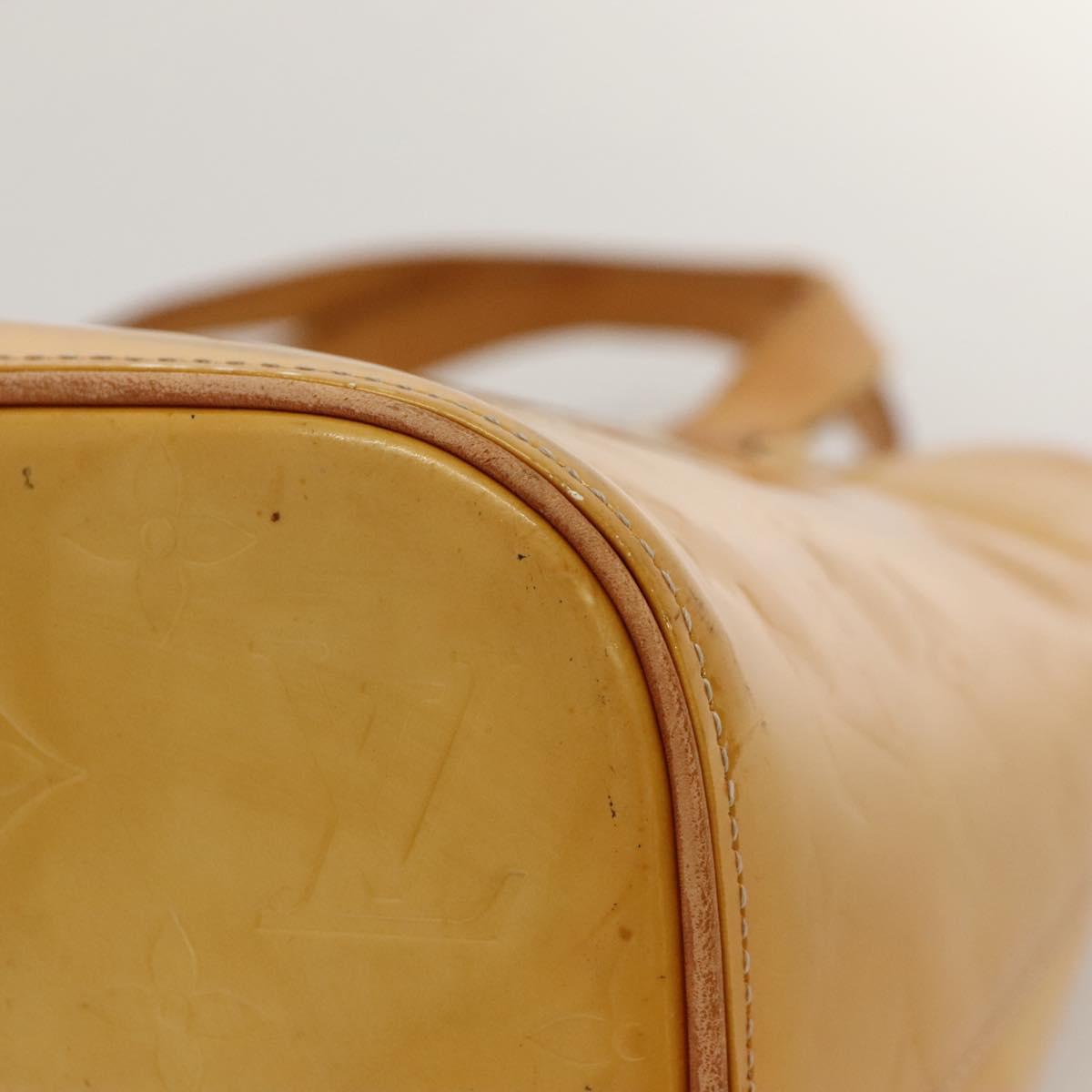 LOUIS VUITTON Monogram Vernis Houston Hand Bag Beige M91004 LV Auth BA1139