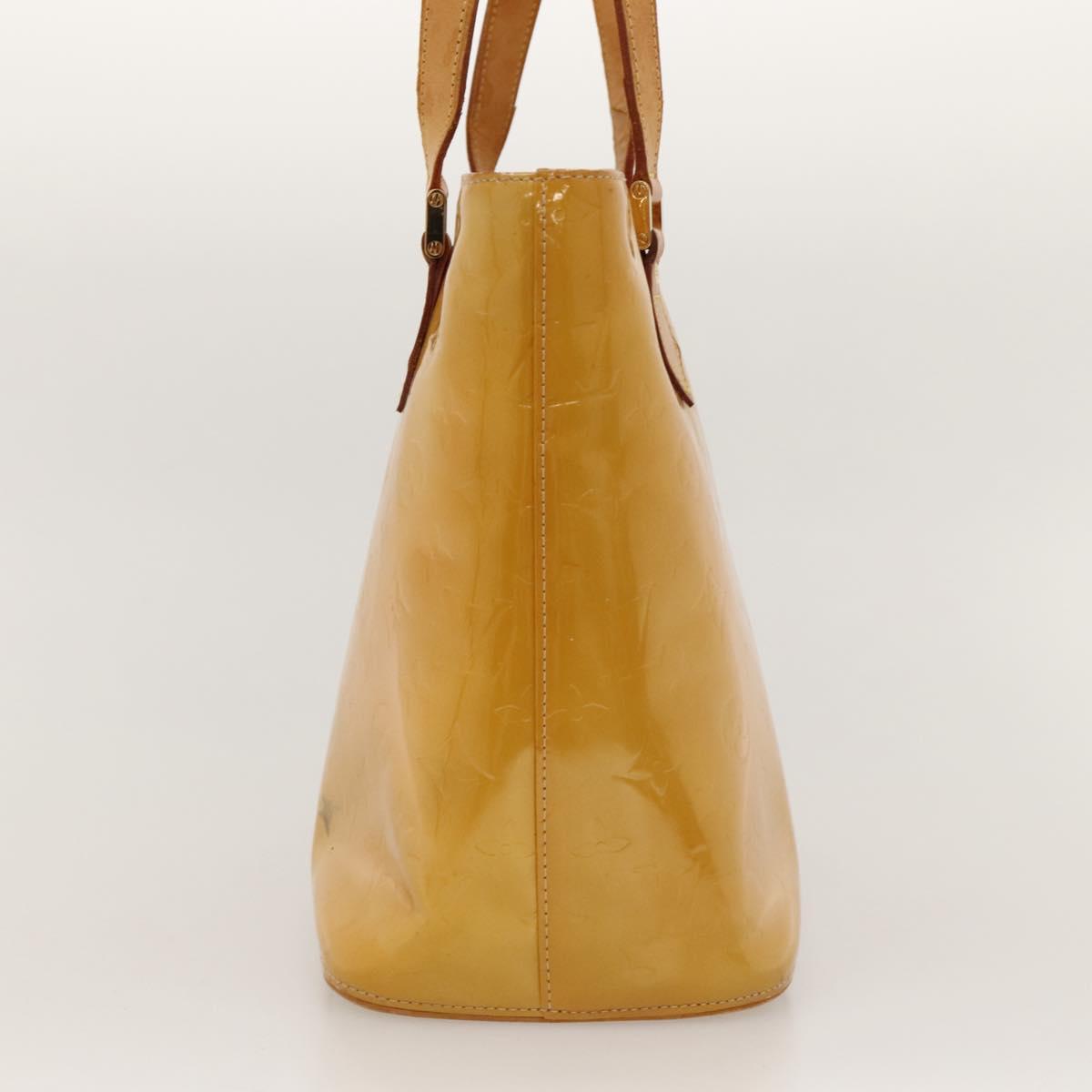 LOUIS VUITTON Monogram Vernis Houston Hand Bag Beige M91004 LV Auth BA1139