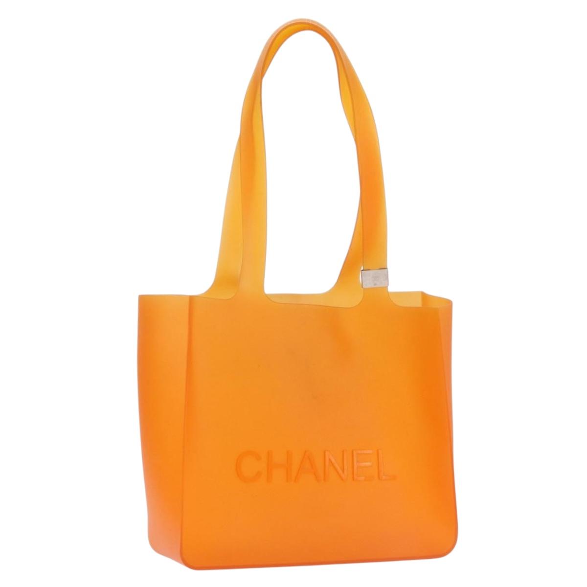 CHANEL Hand Bag rubber Orange CC Auth BA11394A