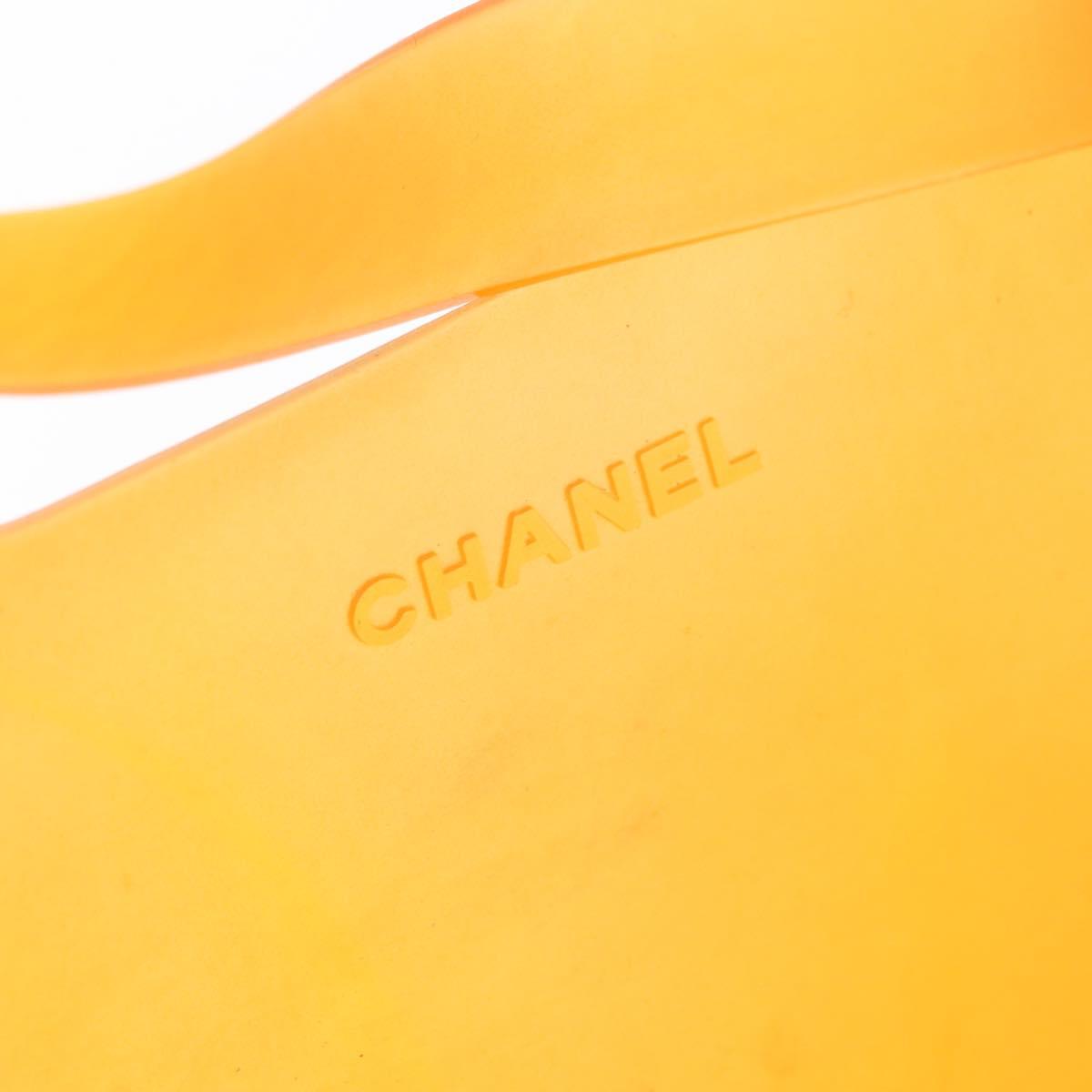 CHANEL Hand Bag rubber Orange CC Auth BA11394A