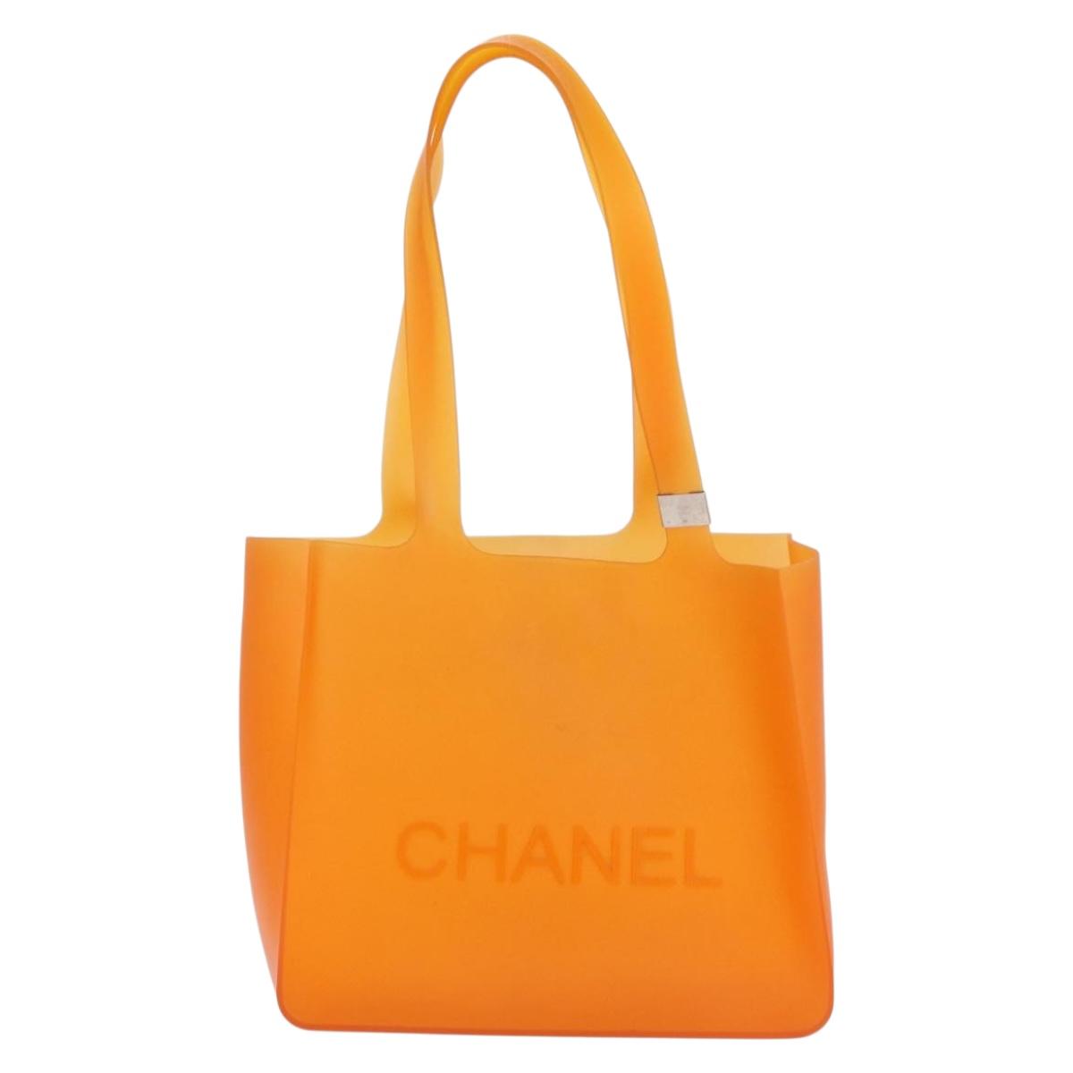 CHANEL Hand Bag rubber Orange CC Auth BA11394A