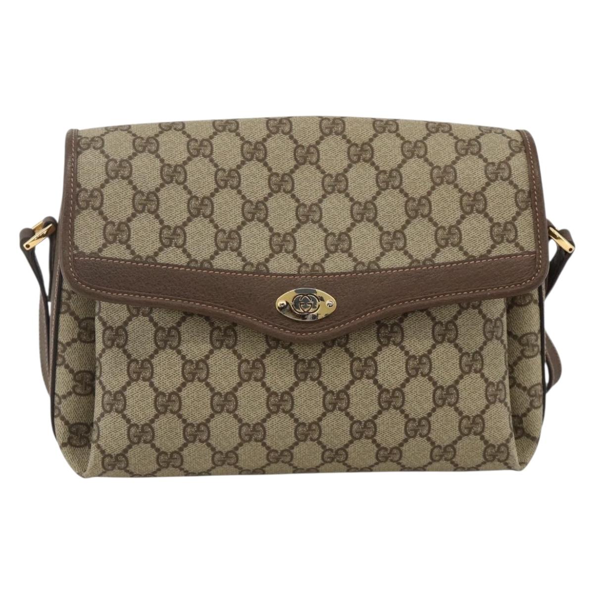 GUCCI GG Supreme Shoulder Bag PVC Beige Gold 001 115 6165 Auth BA11398