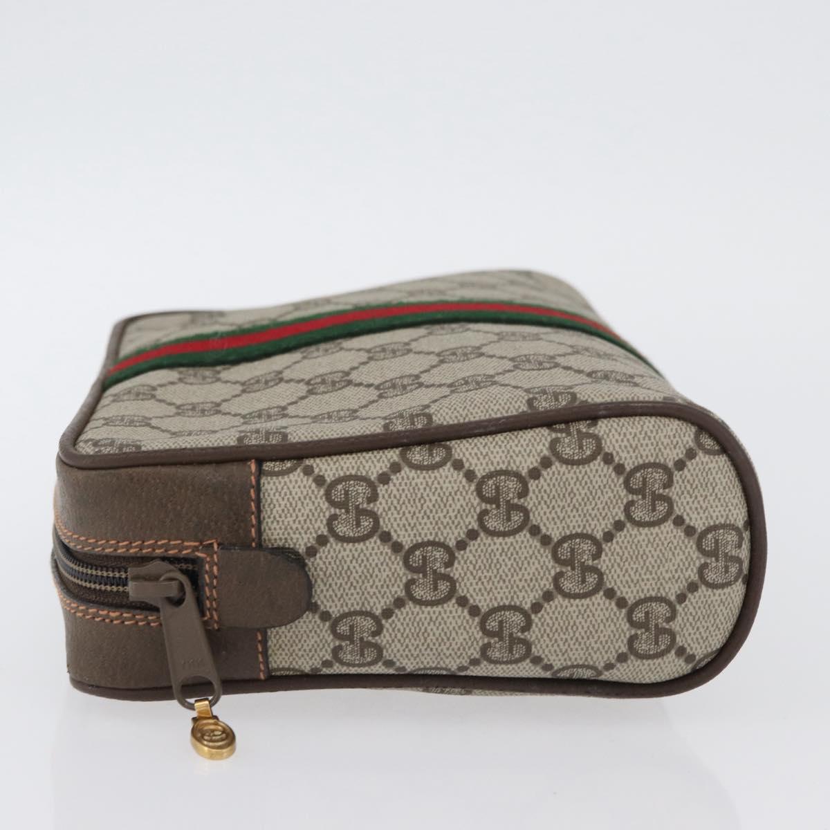 GUCCI GG Supreme Web Sherry Line Bag PVC Beige Gold 89 01 012 Auth BA11401