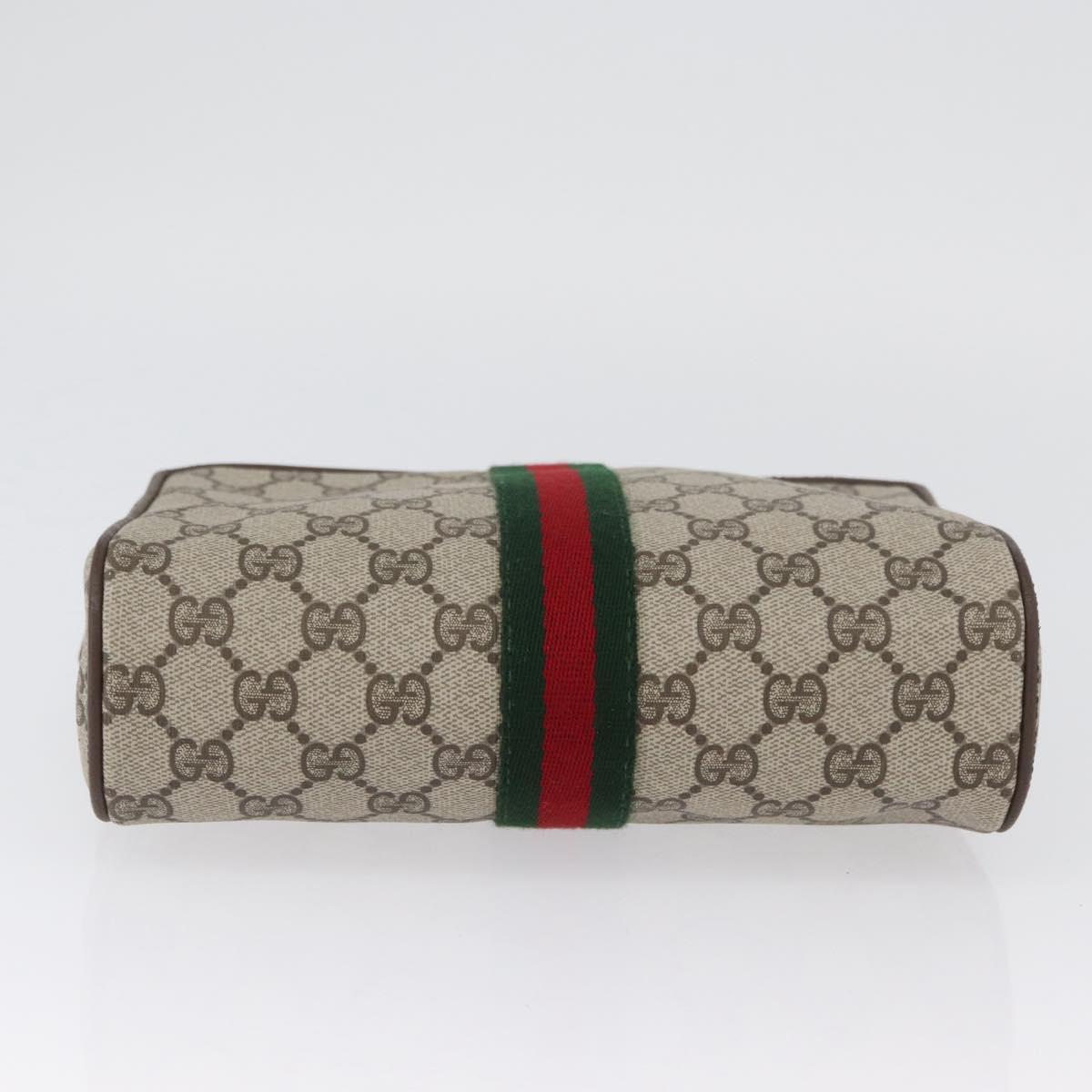 GUCCI GG Supreme Web Sherry Line Bag PVC Beige Gold 89 01 012 Auth BA11401