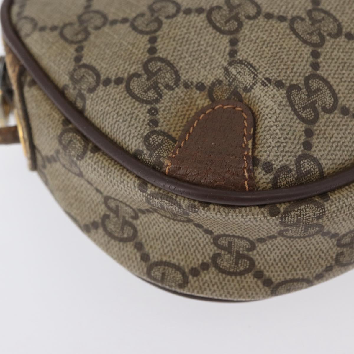 GUCCI GG Supreme Web Sherry Line Bag PVC Beige Gold 156 02 066 Auth BA11402