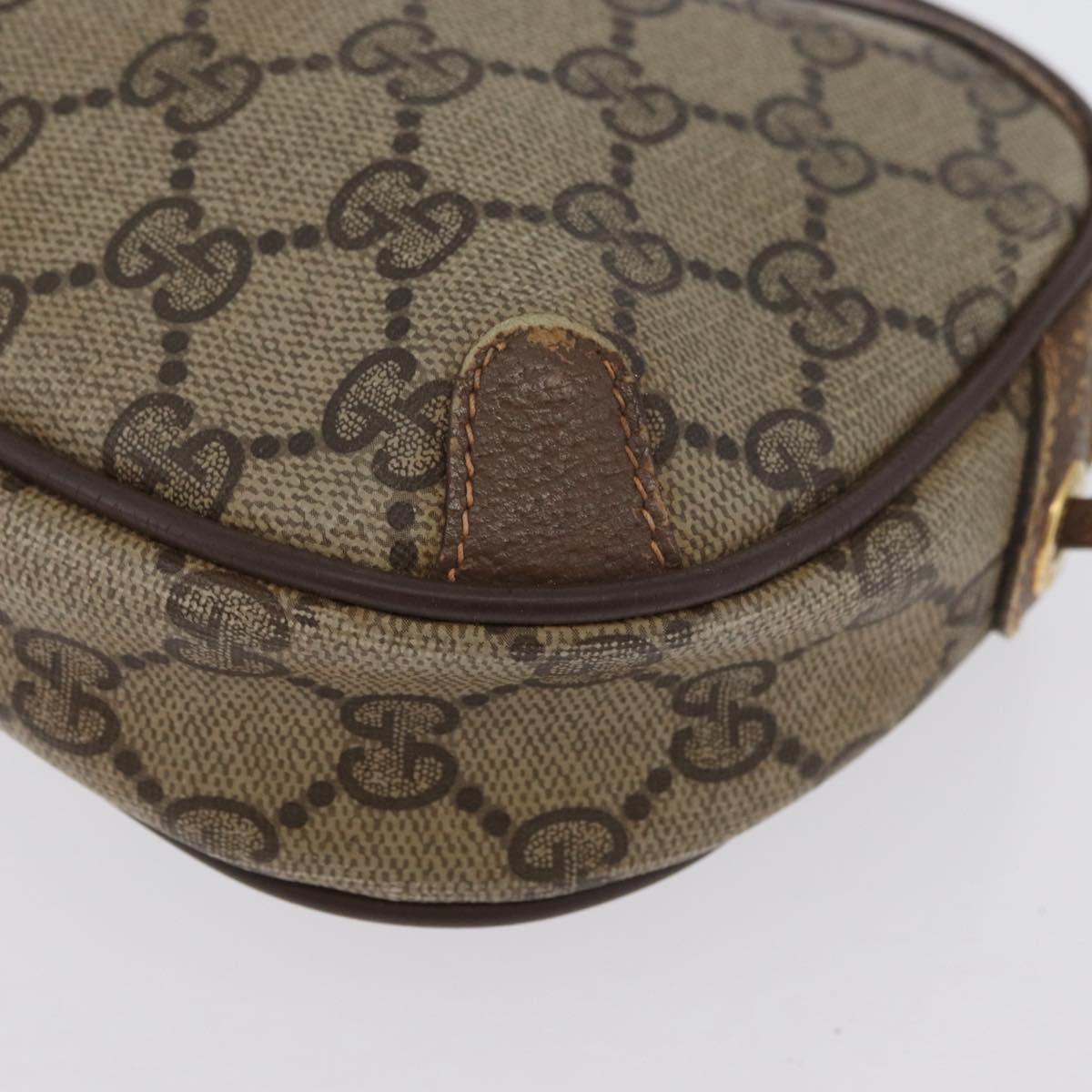 GUCCI GG Supreme Web Sherry Line Bag PVC Beige Gold 156 02 066 Auth BA11402