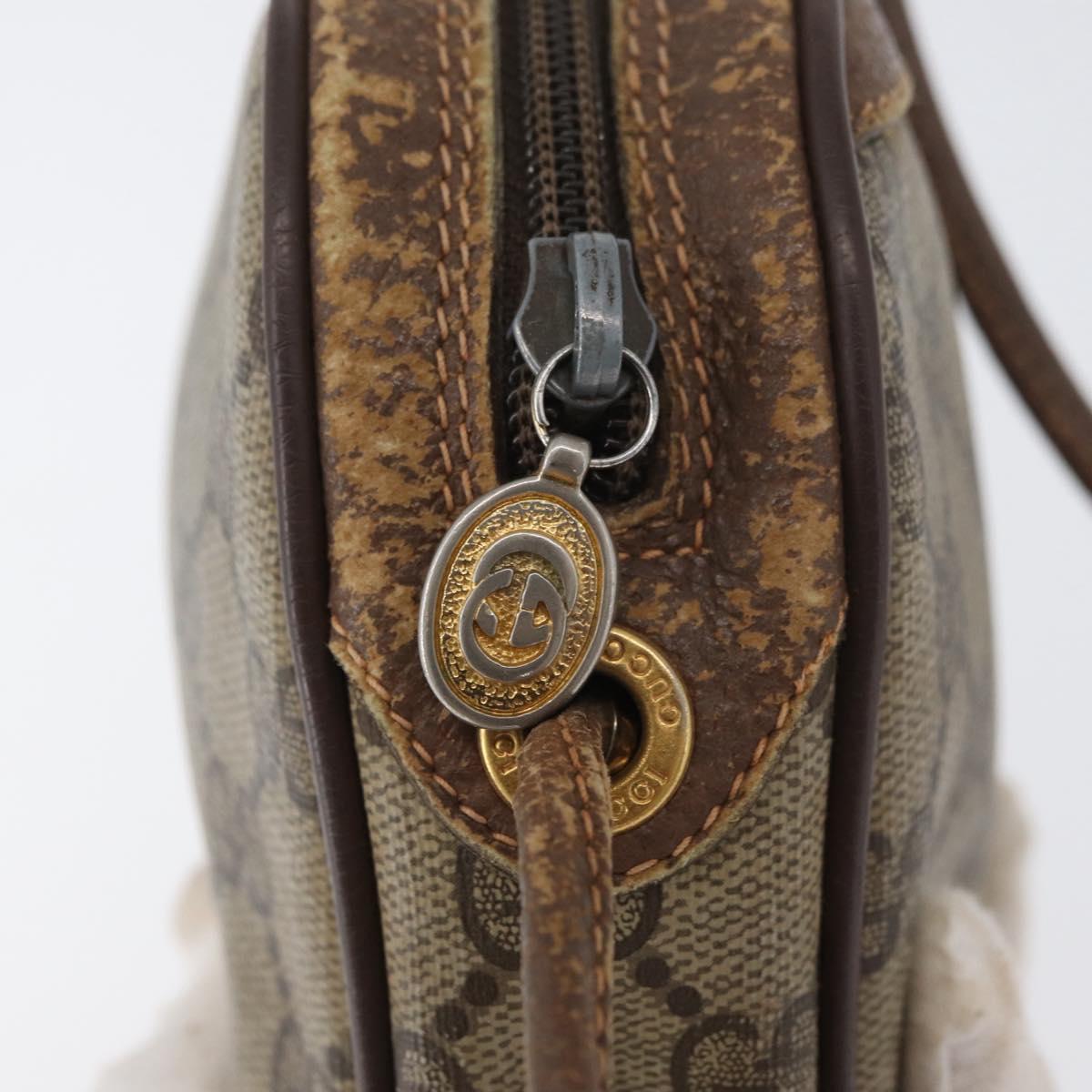 GUCCI GG Supreme Web Sherry Line Bag PVC Beige Gold 156 02 066 Auth BA11402