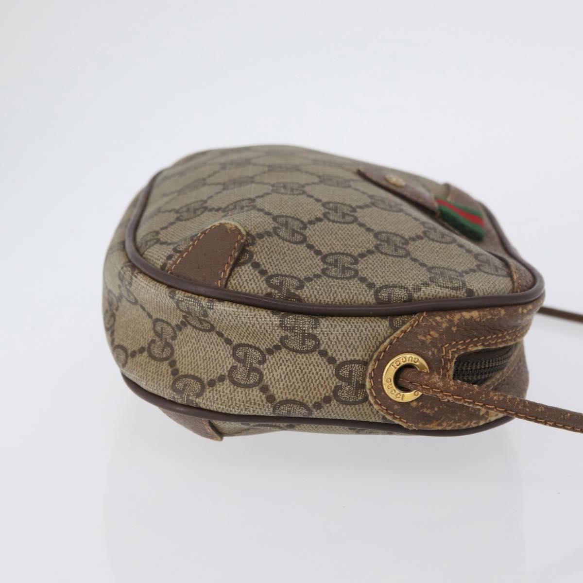 GUCCI GG Supreme Web Sherry Line Bag PVC Beige Gold 156 02 066 Auth BA11402