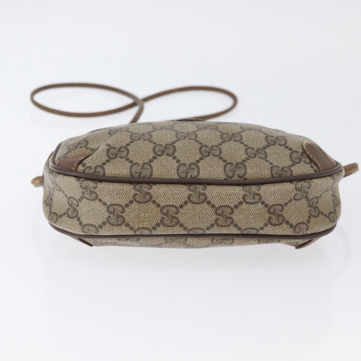 GUCCI GG Supreme Web Sherry Line Bag PVC Beige Gold 156 02 066 Auth BA11402