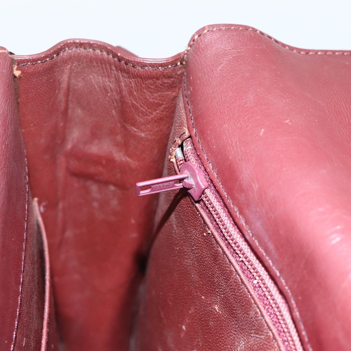 CARTIER Must Line Shoulder Bag Leather Bordeaux Gold Auth BA11403