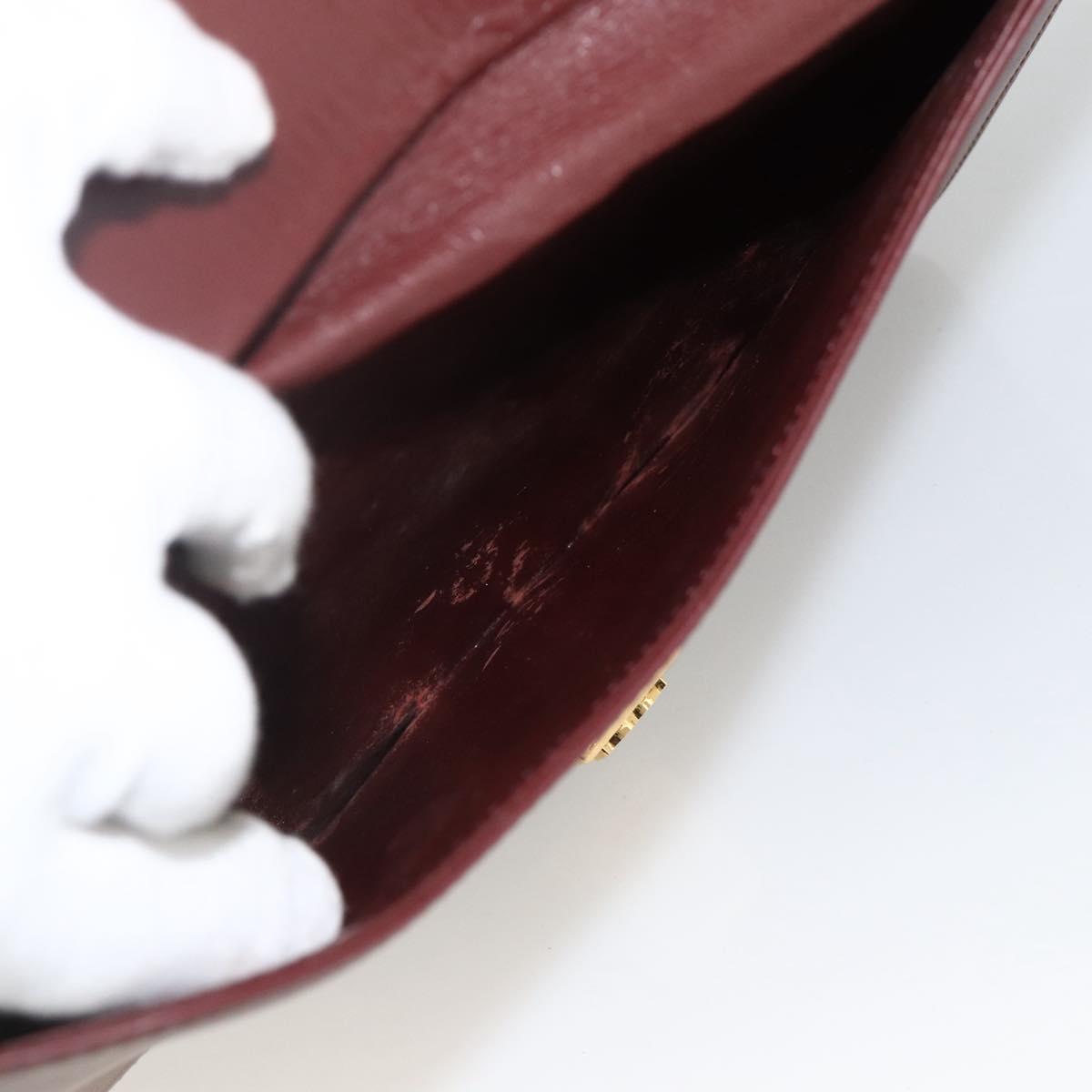 CARTIER Must Line Shoulder Bag Leather Bordeaux Gold Auth BA11403