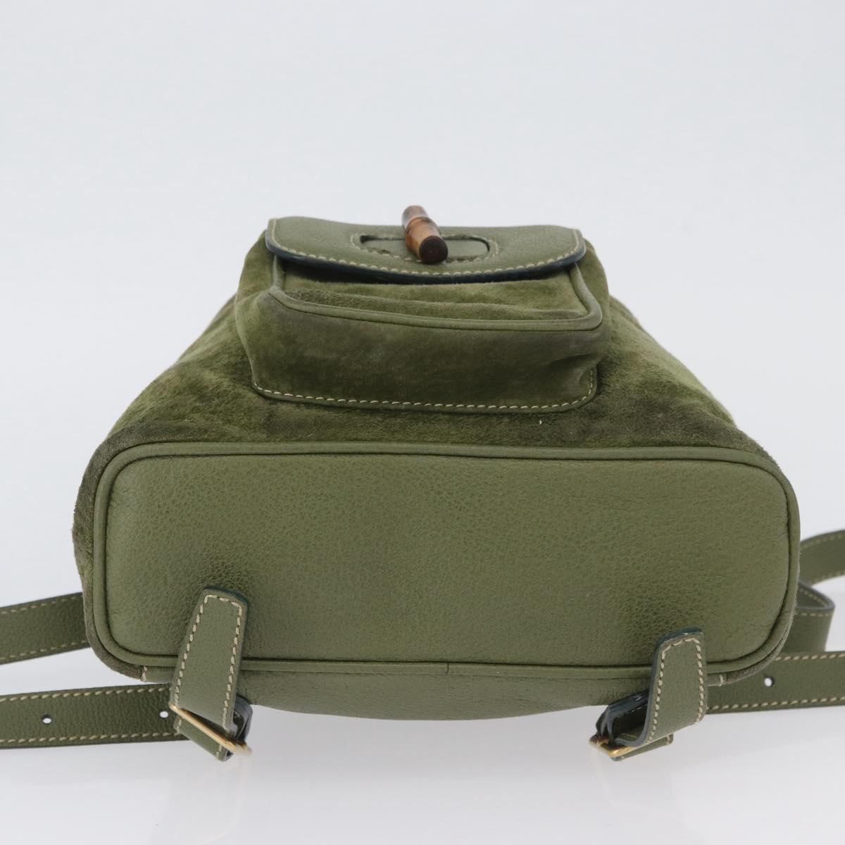 GUCCI Bamboo Backpack Leather Khaki Gold 003 1998 0030 Auth BA11408