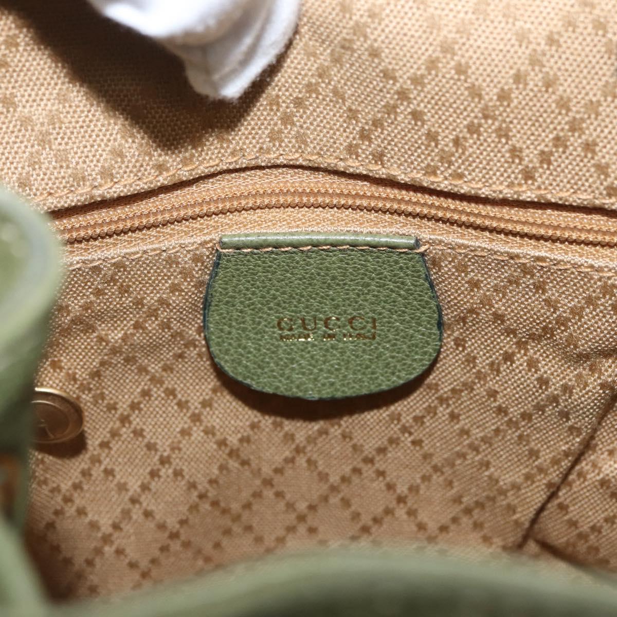 GUCCI Bamboo Backpack Leather Khaki Gold 003 1998 0030 Auth BA11408