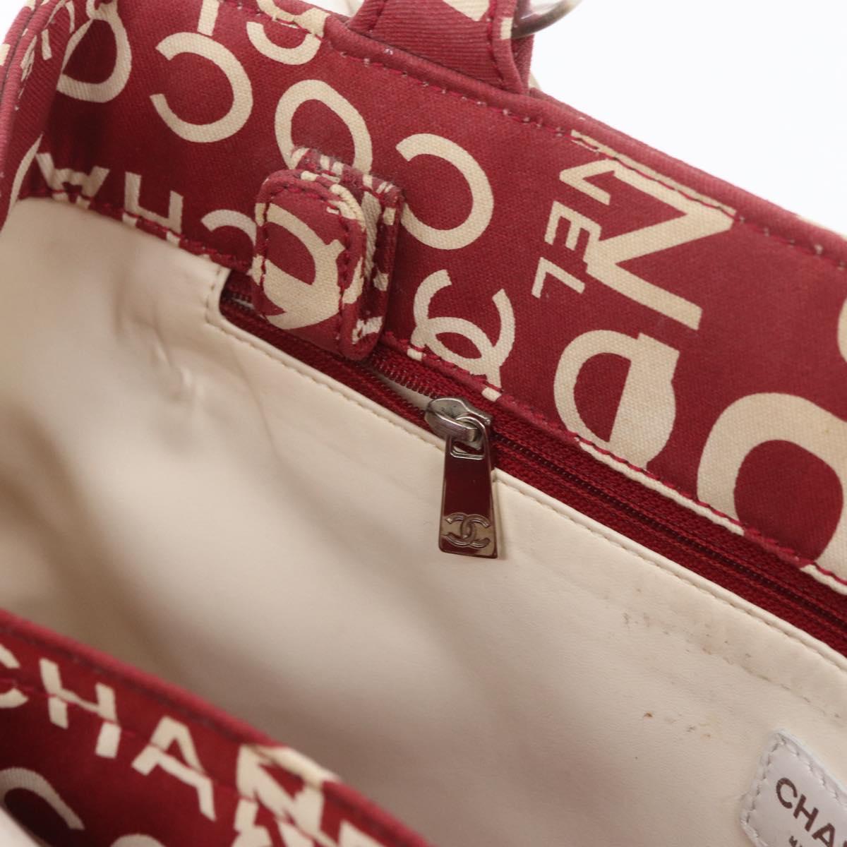 CHANEL By Sea Line Tote Bag Canvas Red CC Auth BA11415A