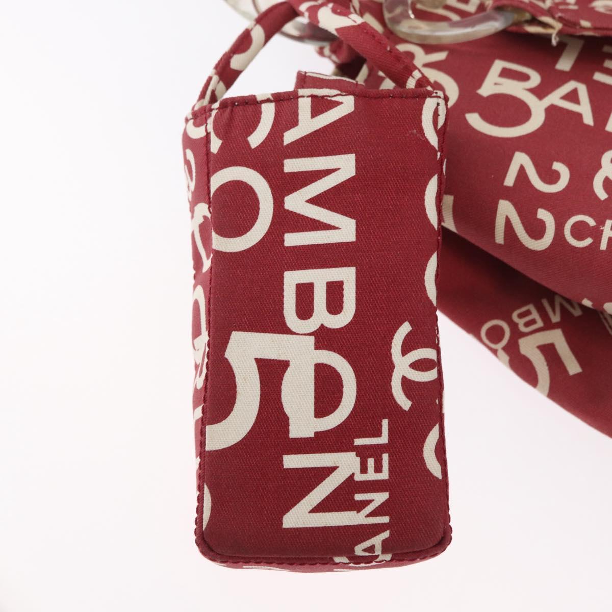 CHANEL By Sea Line Tote Bag Canvas Red CC Auth BA11415A