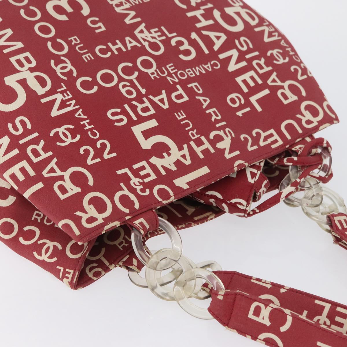 CHANEL By Sea Line Tote Bag Canvas Red CC Auth BA11415A