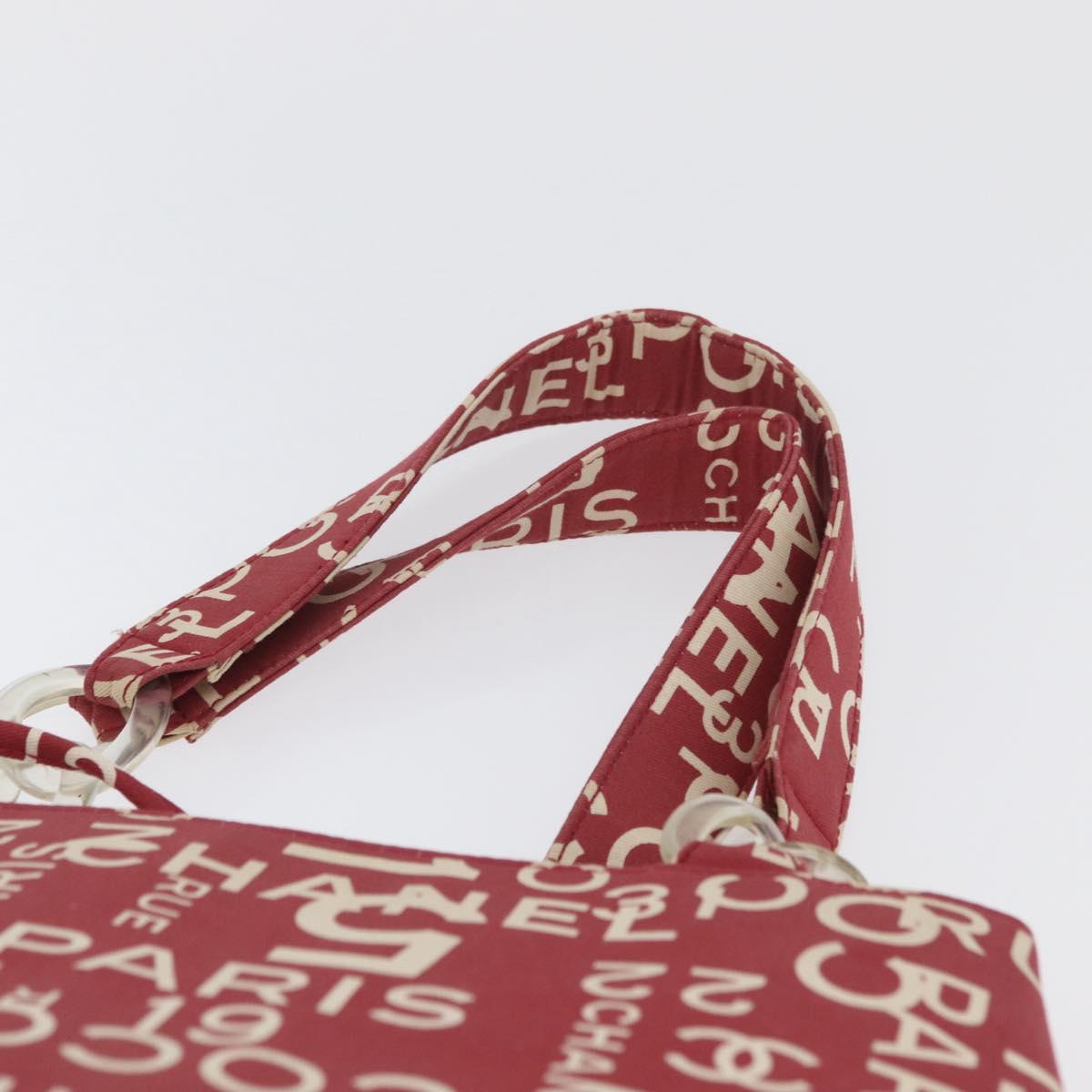 CHANEL By Sea Line Tote Bag Canvas Red CC Auth BA11415A