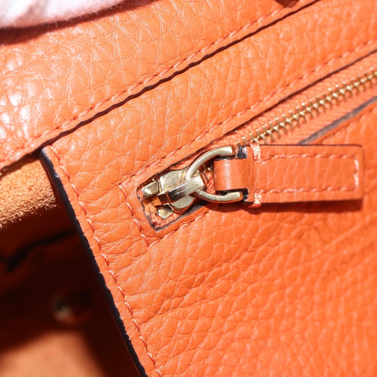 VALENTINO Studs Hand Bag Leather 2way Gold Orange brown Auth BA11416