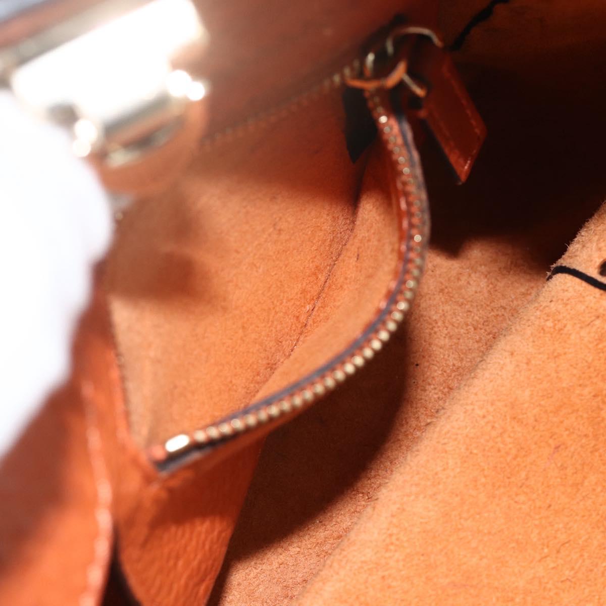 VALENTINO Studs Hand Bag Leather 2way Gold Orange brown Auth BA11416