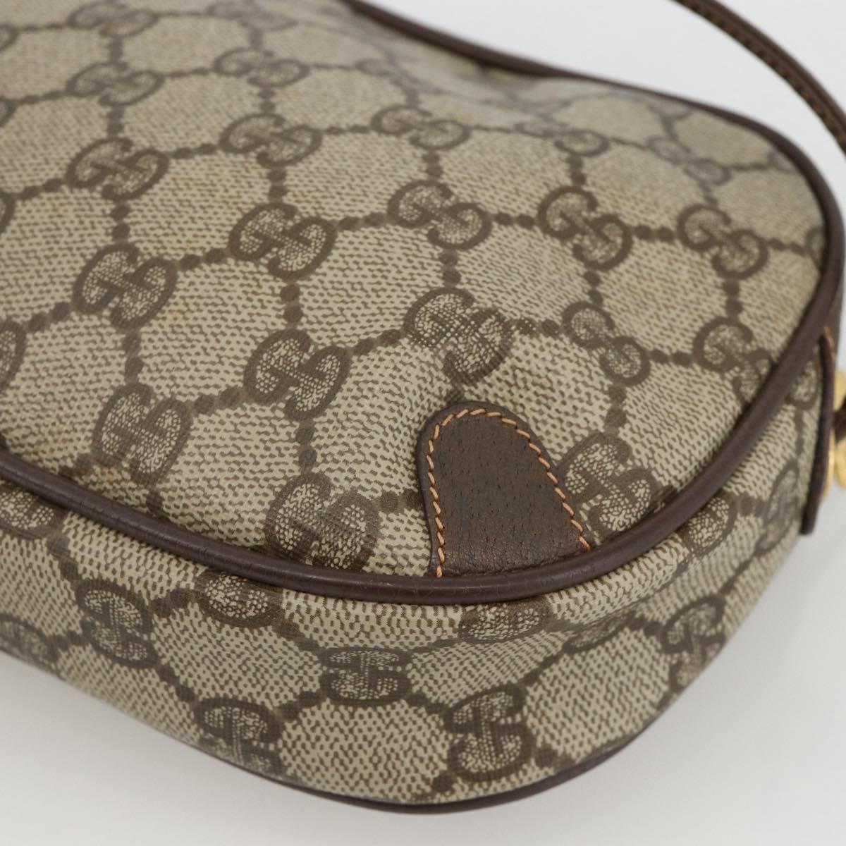 GUCCI GG Supreme Web Sherry Line Bag PVC Beige Gold 156 02 066 Auth BA11422