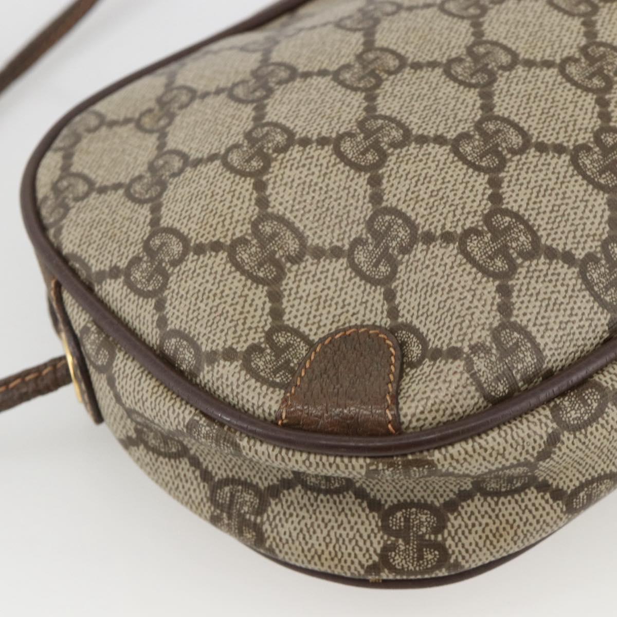 GUCCI GG Supreme Web Sherry Line Bag PVC Beige Gold 156 02 066 Auth BA11422