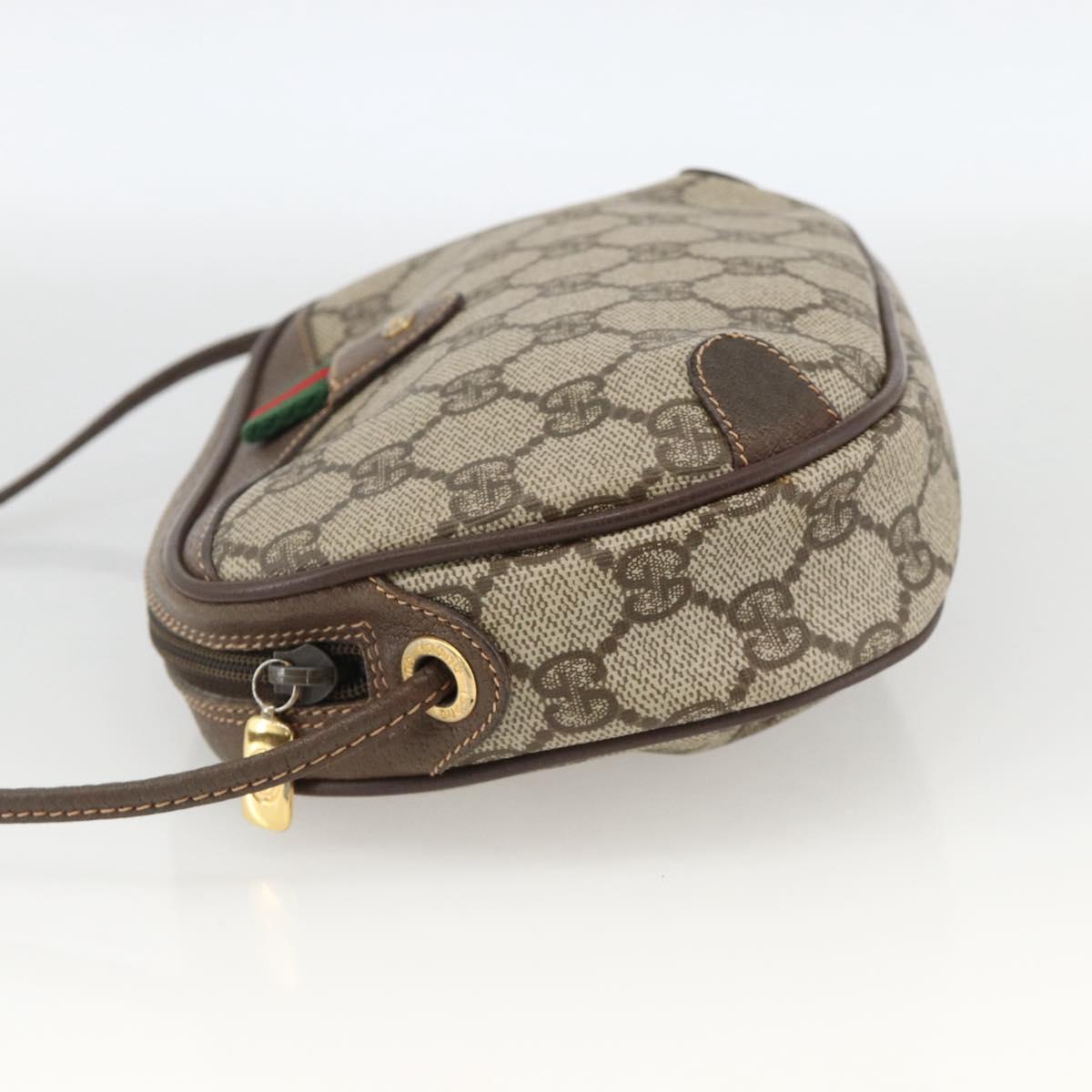 GUCCI GG Supreme Web Sherry Line Bag PVC Beige Gold 156 02 066 Auth BA11422