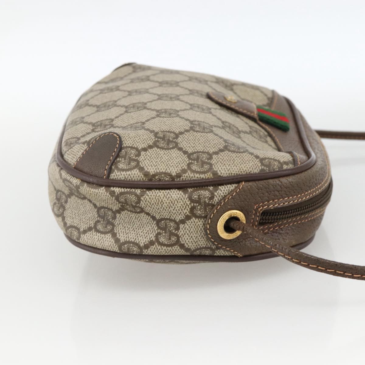 GUCCI GG Supreme Web Sherry Line Bag PVC Beige Gold 156 02 066 Auth BA11422
