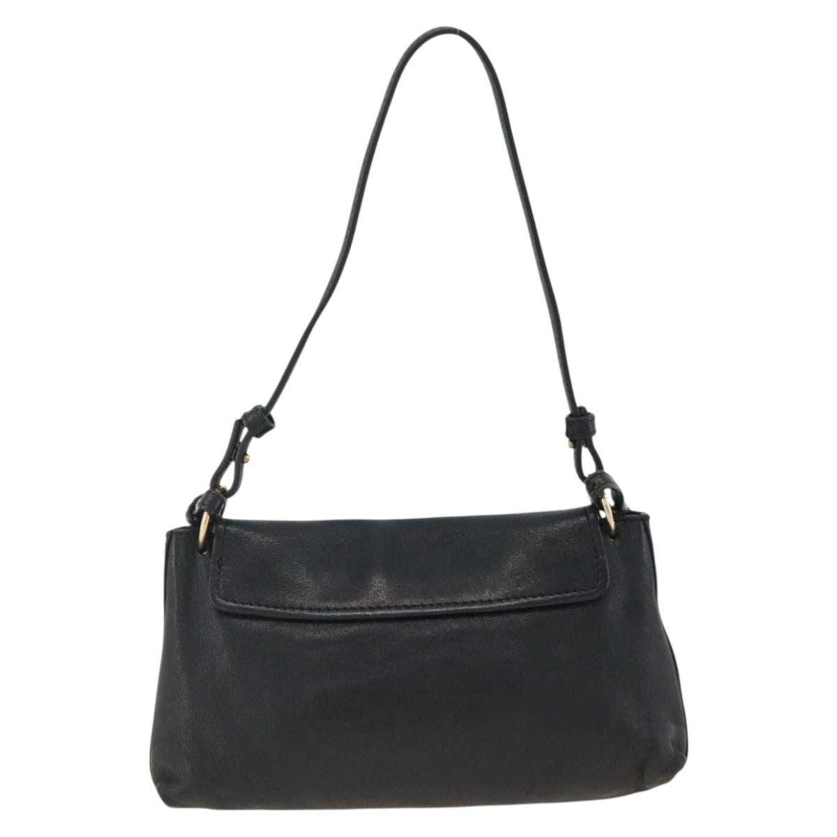 Chloe Hand Bag Leather 2way Black Gold Auth BA11424A