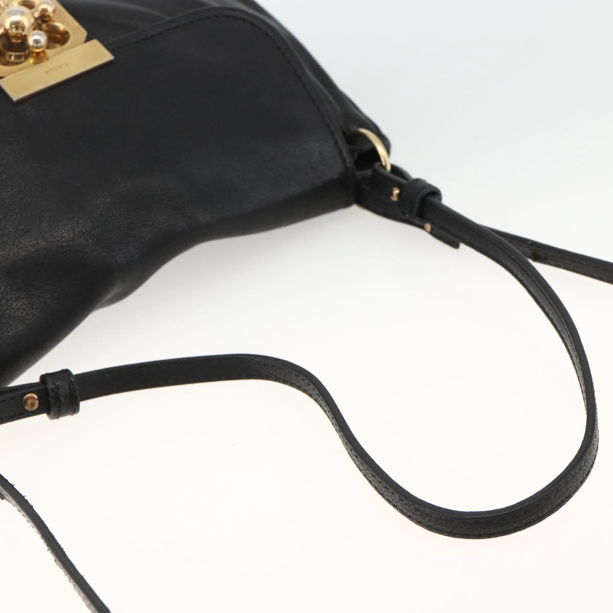 Chloe Hand Bag Leather 2way Black Gold Auth BA11424A