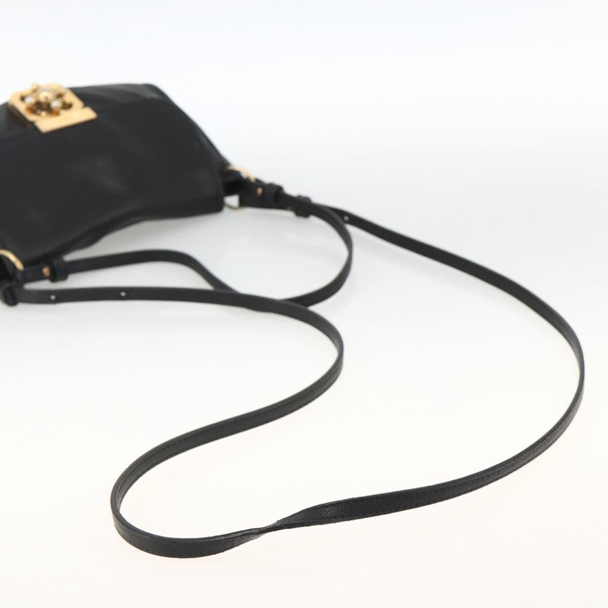 Chloe Hand Bag Leather 2way Black Gold Auth BA11424A