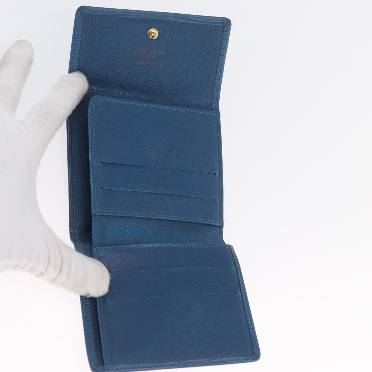 LOUIS VUITTON Monogram Epi Wallet Leather 2 Set Blue LV Auth BA11426