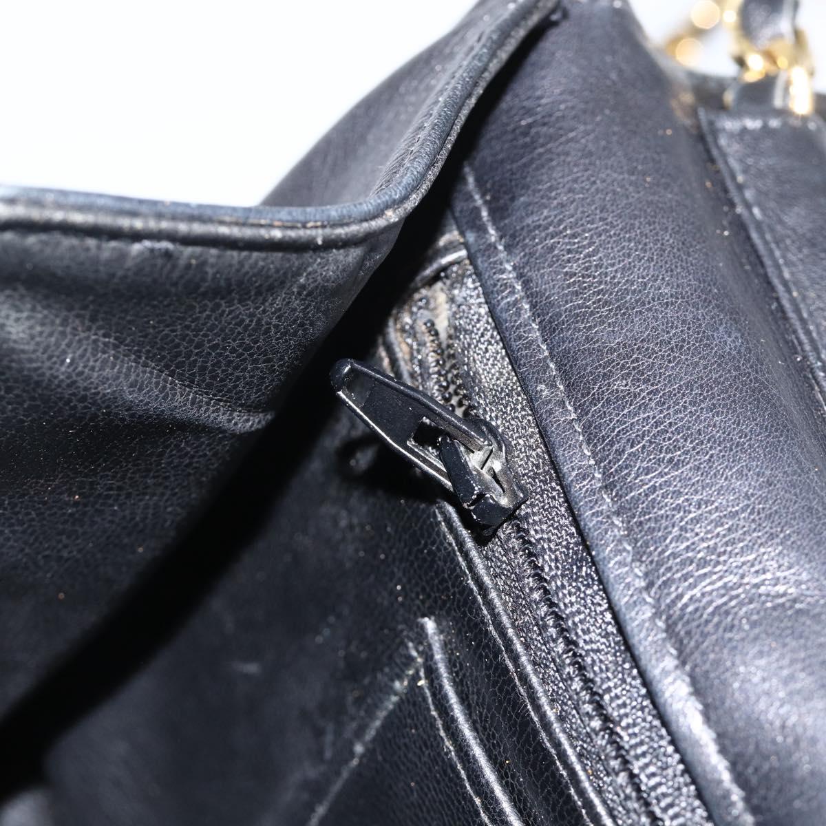CHANEL Matelasse Chain Shoulder Bag Lamb Skin Black Gold CC Auth BA11430A