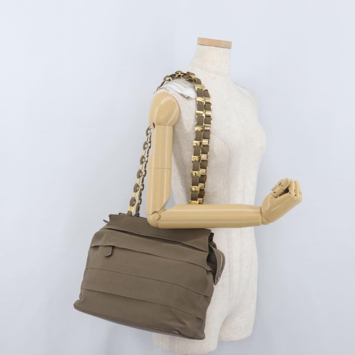Salvatore Ferragamo Shoulder Bag Canvas Brown Gold Auth BA11433