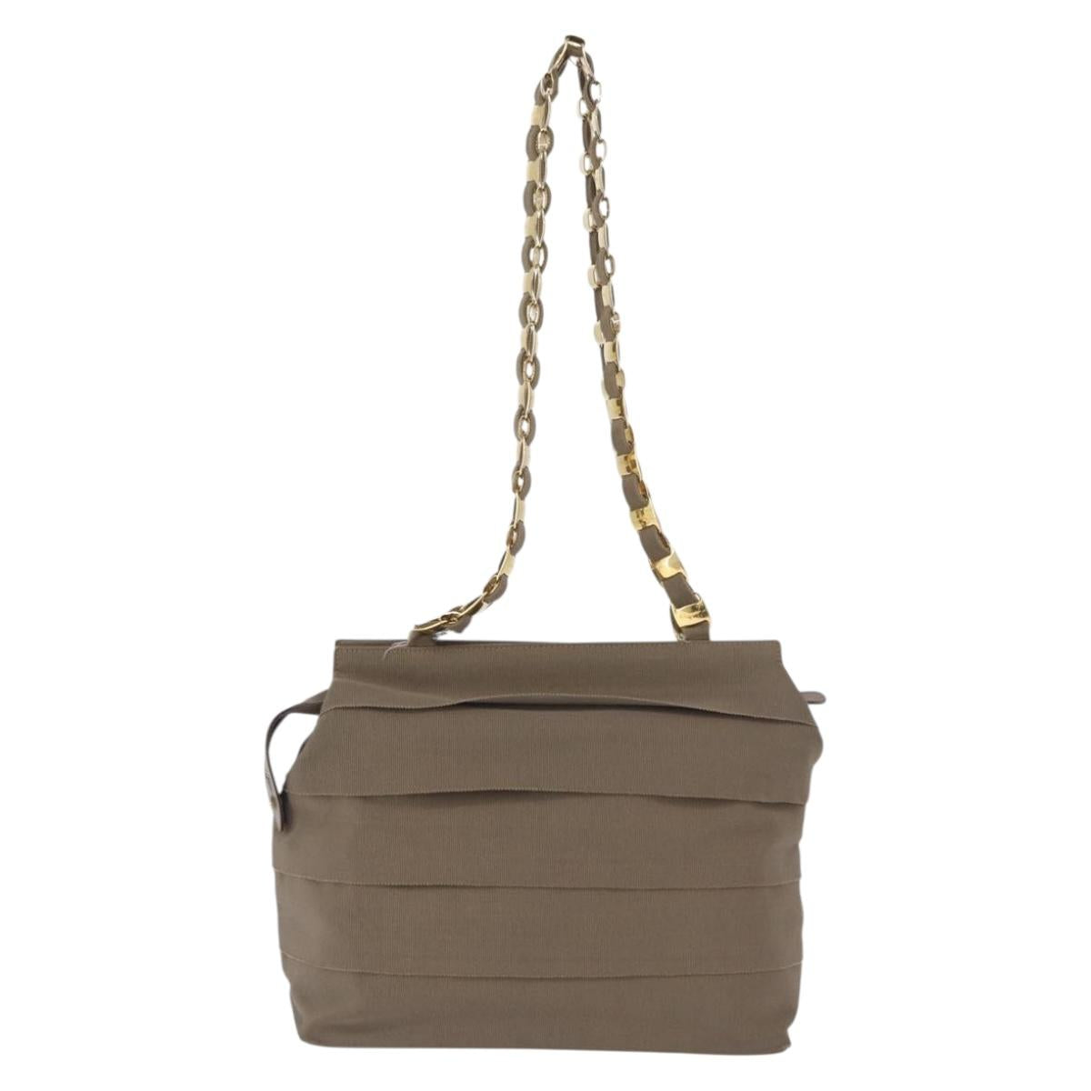 Salvatore Ferragamo Shoulder Bag Canvas Brown Gold Auth BA11433