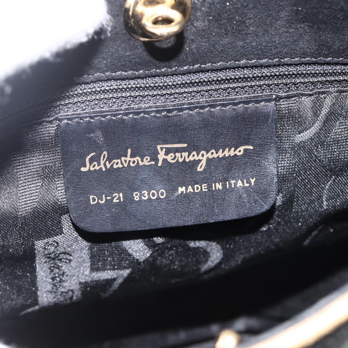 Salvatore Ferragamo Shoulder Bag Suede Black gold Auth BA11435