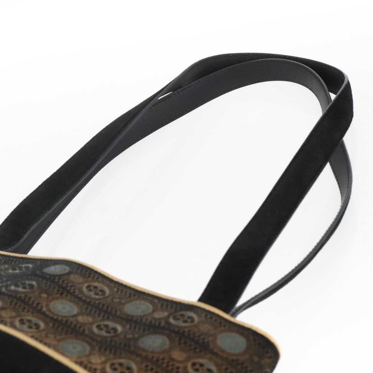 Salvatore Ferragamo Shoulder Bag Suede Black gold Auth BA11435