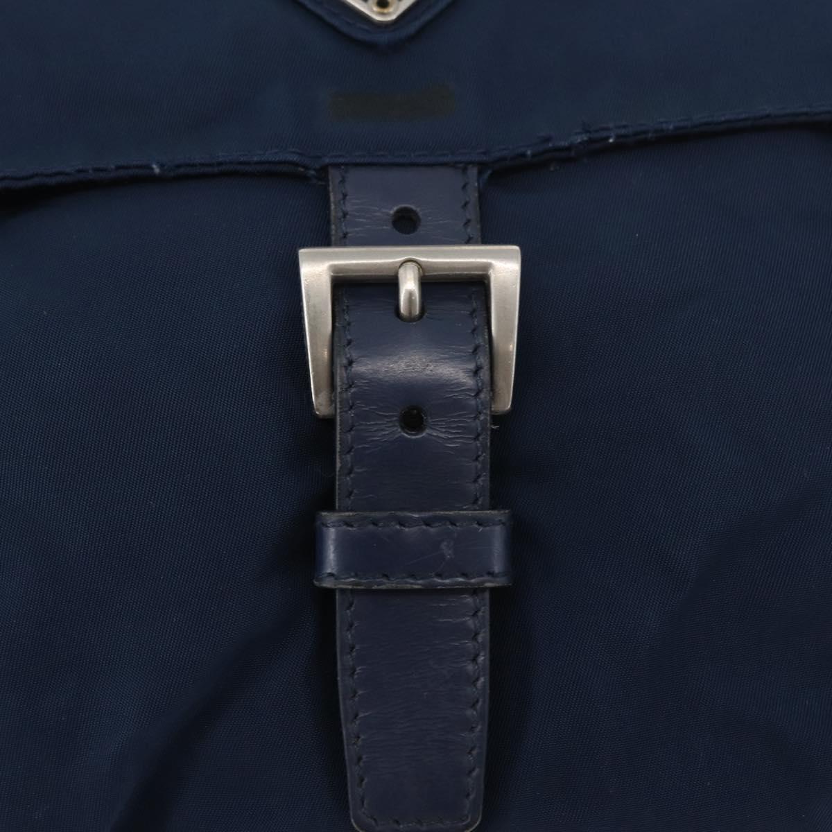 PRADA Shoulder Bag Nylon Navy Silver Auth BA11437