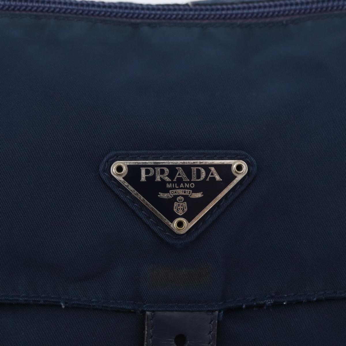 PRADA Shoulder Bag Nylon Navy Silver Auth BA11437