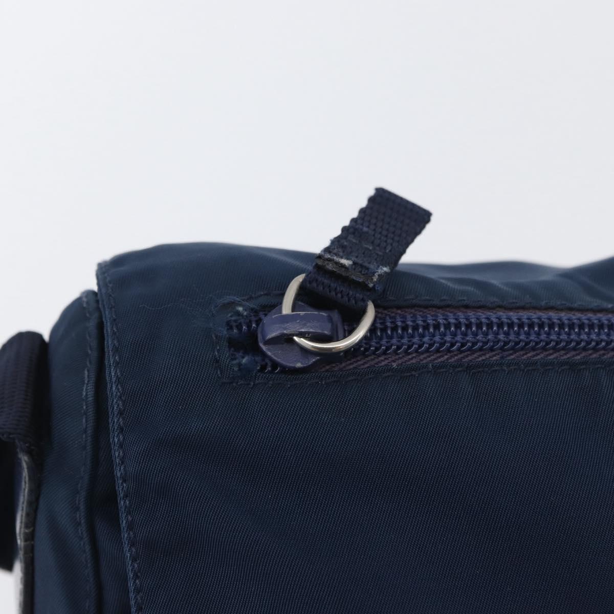 PRADA Shoulder Bag Nylon Navy Silver Auth BA11437