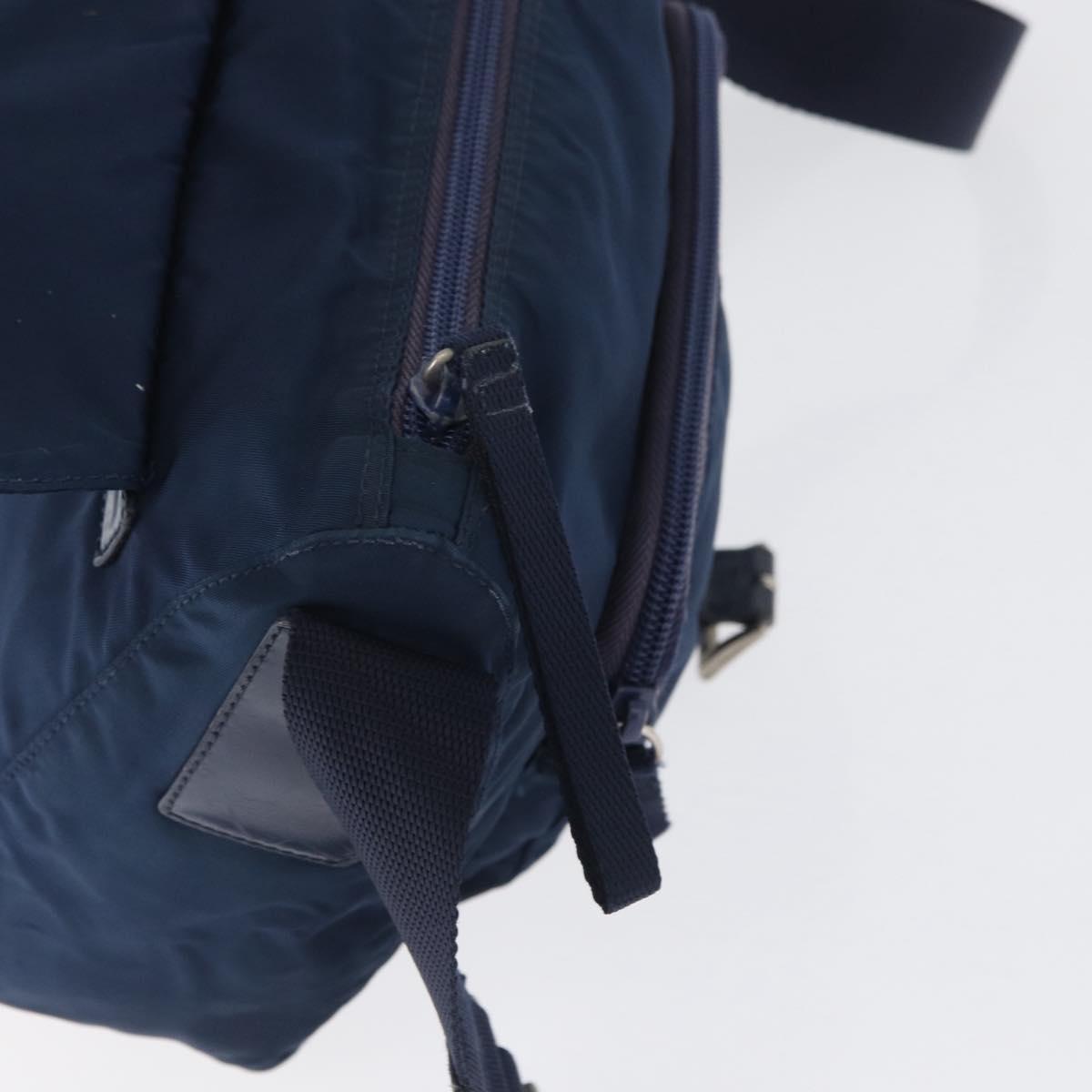 PRADA Shoulder Bag Nylon Navy Silver Auth BA11437