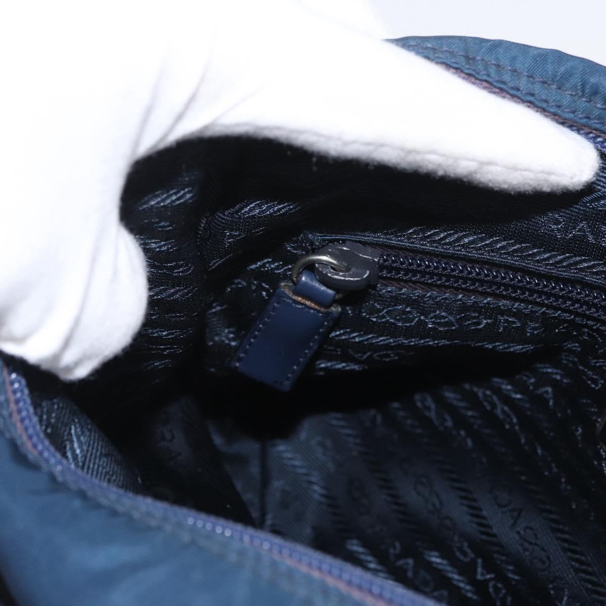 PRADA Shoulder Bag Nylon Navy Silver Auth BA11437