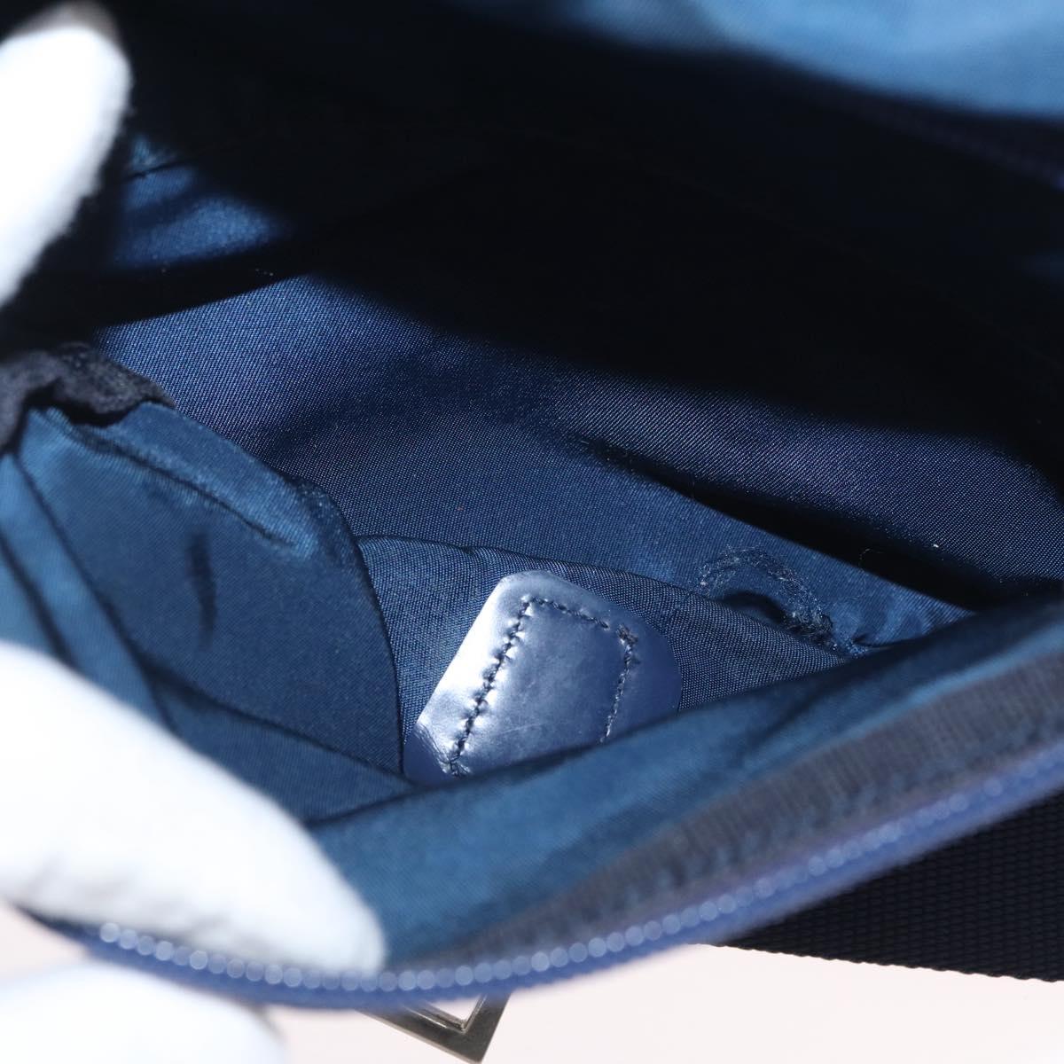 PRADA Shoulder Bag Nylon Navy Silver Auth BA11437