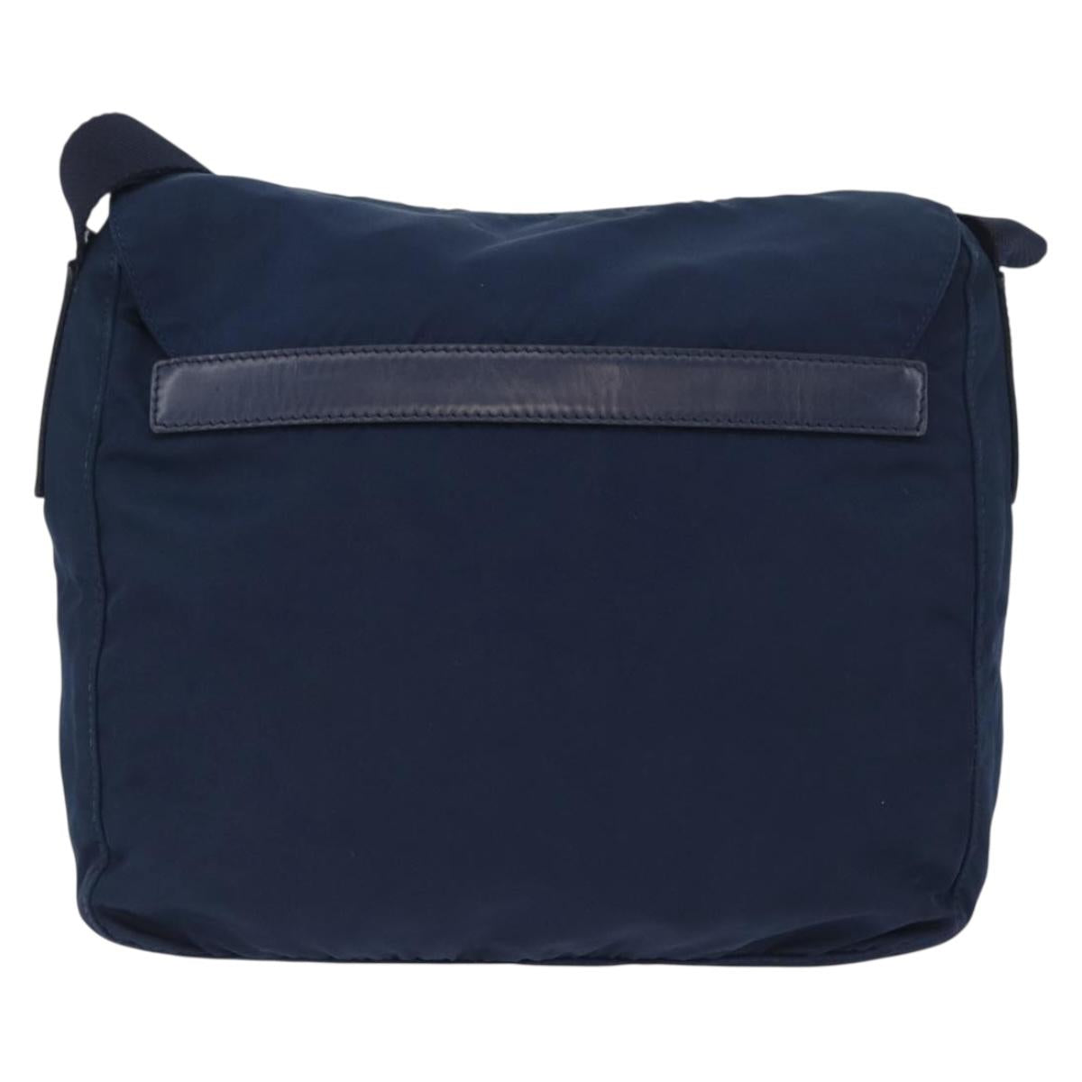 PRADA Shoulder Bag Nylon Navy Silver Auth BA11437