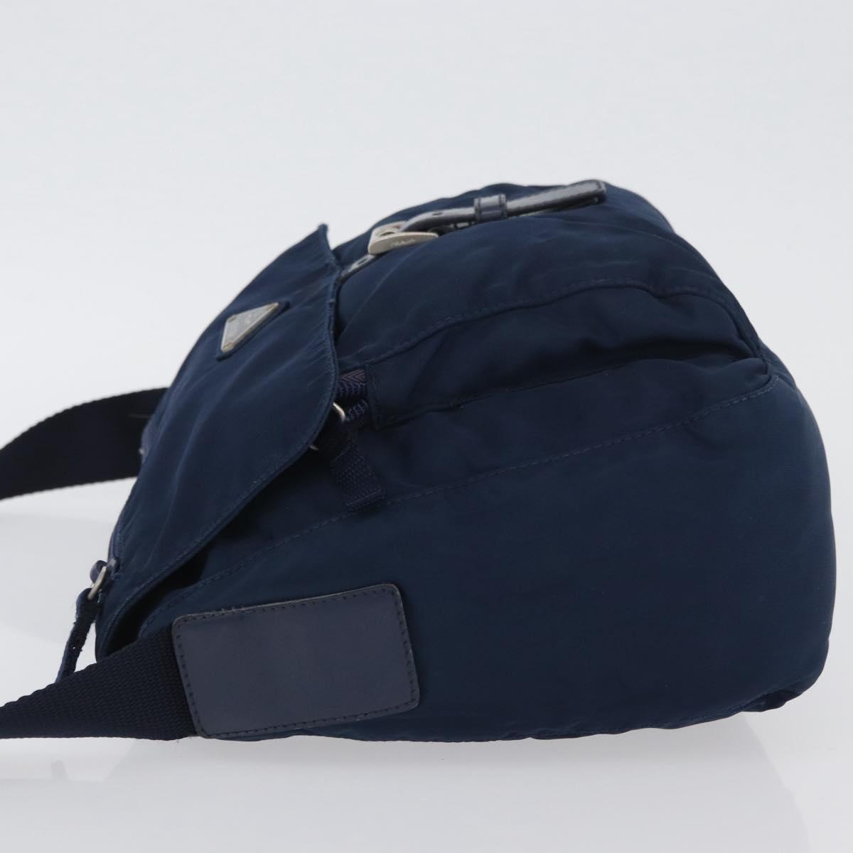 PRADA Shoulder Bag Nylon Navy Silver Auth BA11437