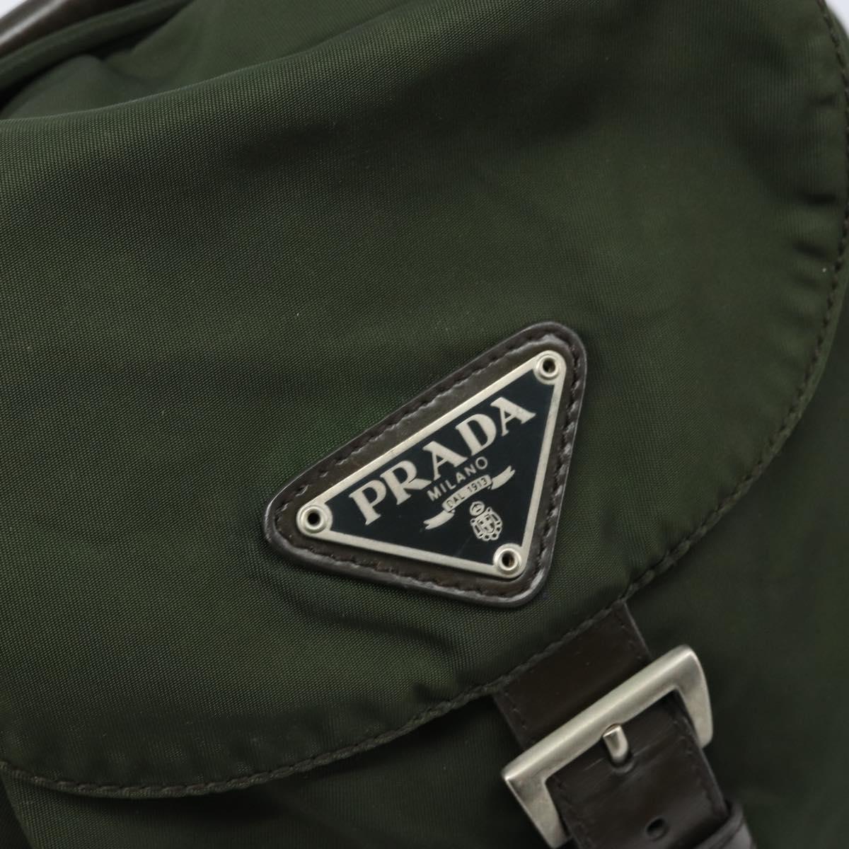 PRADA Backpack Nylon Khaki Silver Auth BA11438