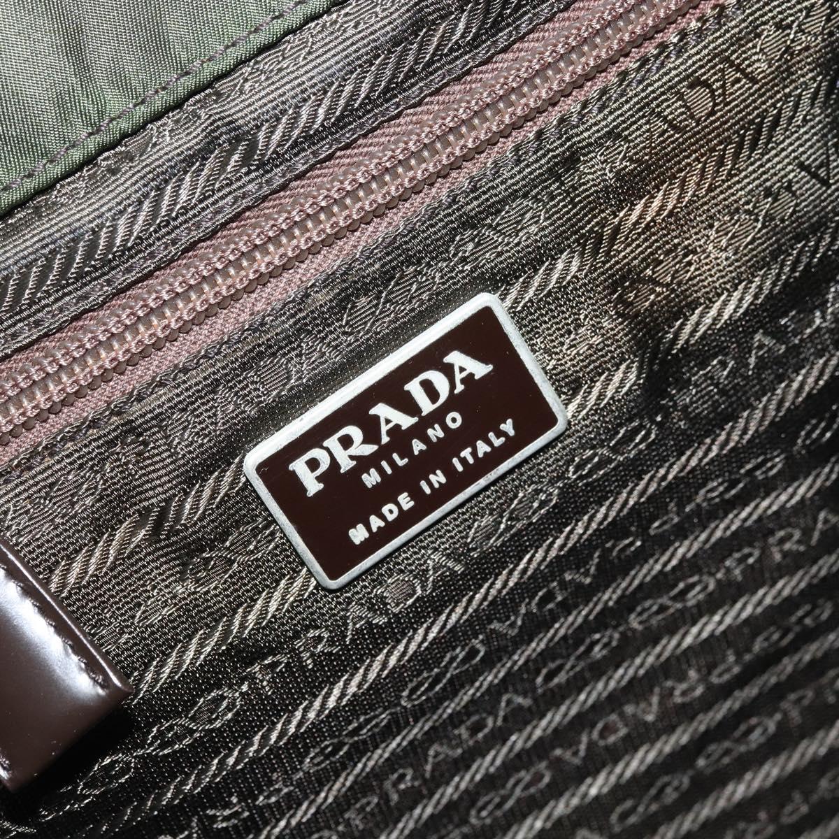 PRADA Backpack Nylon Khaki Silver Auth BA11438