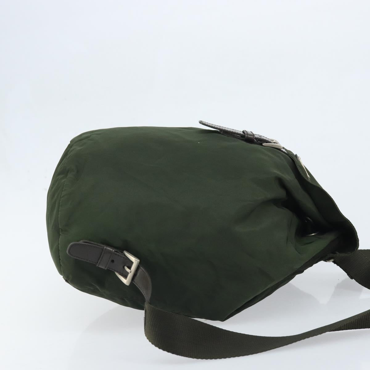 PRADA Backpack Nylon Khaki Silver Auth BA11438