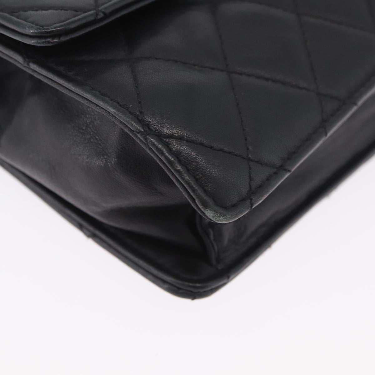 CHANEL Waist Bag Lamb Skin Black Gold CC Auth BA11440A