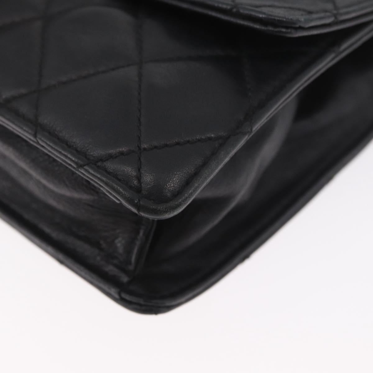 CHANEL Waist Bag Lamb Skin Black Gold CC Auth BA11440A